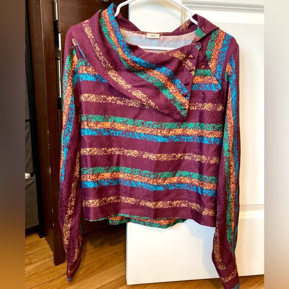 Warm silk striped blouse - Picture 1 of 6